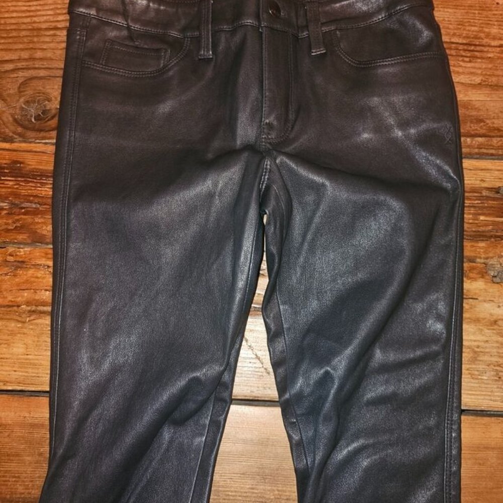 *GENETIC SHYA ZIP LEATHER CIGARETTE PANT COLOR NAVY/BLACK SZ 28 NEW WITH DEFECT - Picture 9 of 16